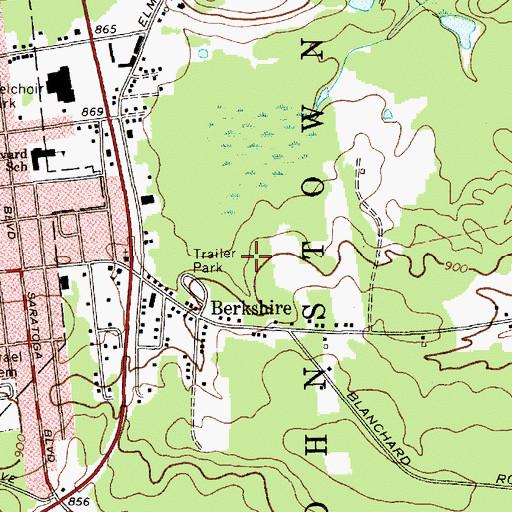 Topographic Map of Woodland Estates Mobile Home Park, NY