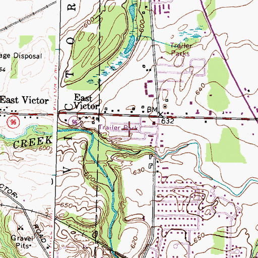 Topographic Map of Woodlawn Court Mobile Home Park, NY