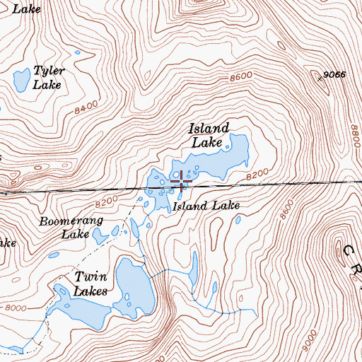 Topographic Map of Island Lake, CA