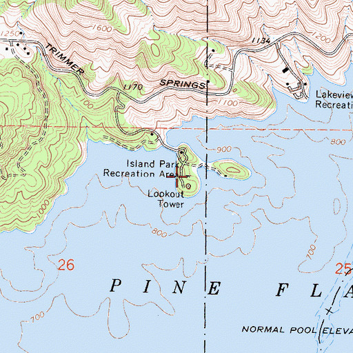 Topographic Map of Island Park Recreation Area, CA