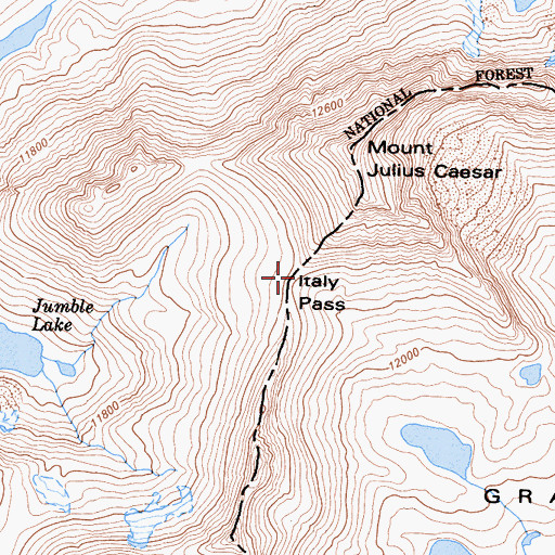 Topographic Map of Italy Pass, CA