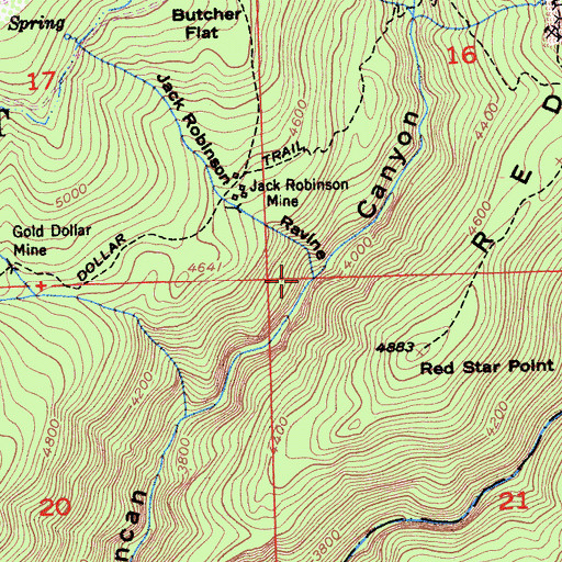 Topographic Map of Jack Robinson Ravine, CA