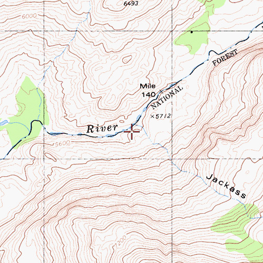 Topographic Map of Jackass Canyon, CA