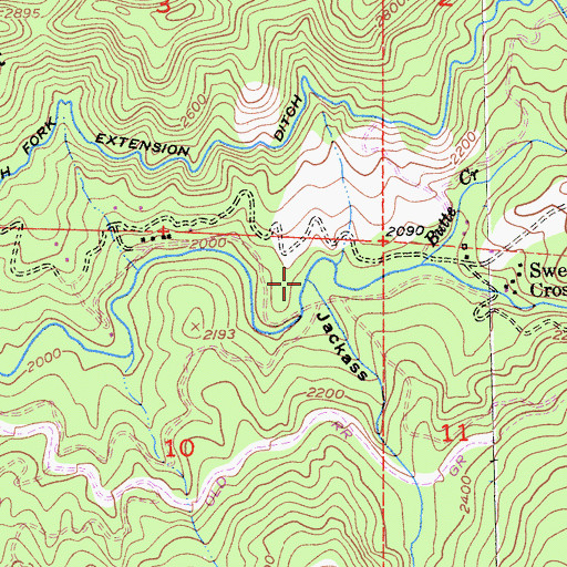 Topographic Map of Jackass Canyon, CA