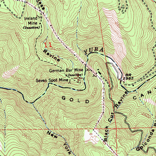 Topographic Map of Jackass Ravine, CA