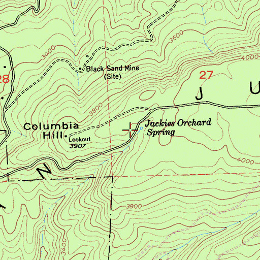 Topographic Map of Jackies Orchard Spring, CA