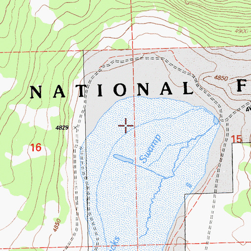 Topographic Map of Jacks Swamp, CA