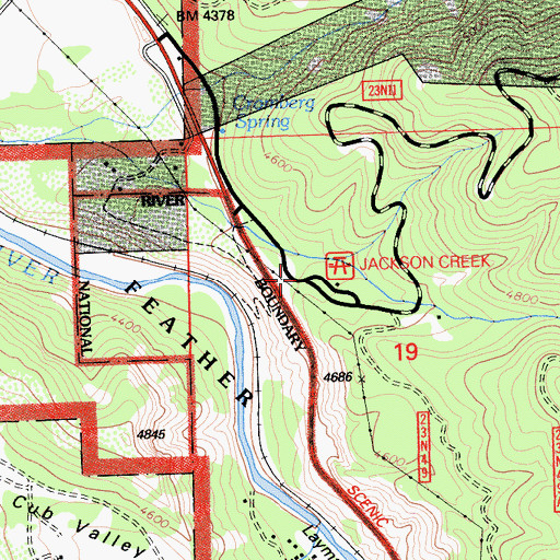 Topographic Map of Jackson Creek Campground, CA