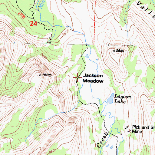 Topographic Map of Jackson Meadow, CA