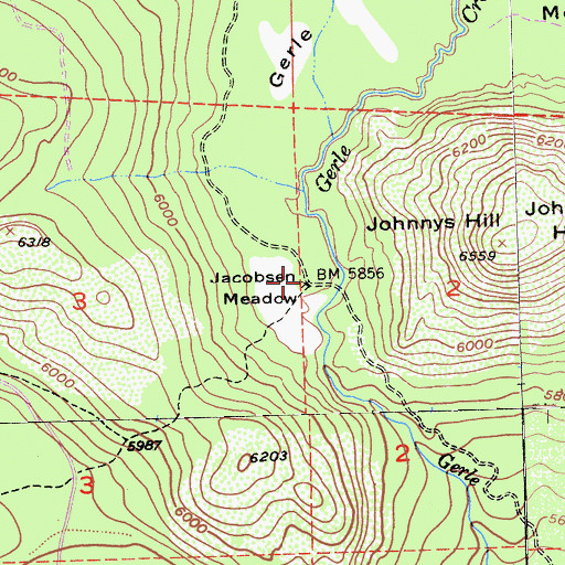 Topographic Map of Jacobsen Meadow, CA