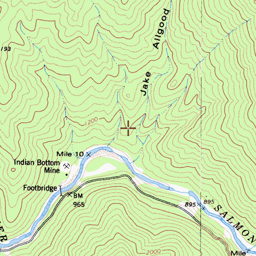 Topographic Map of Jake Allgood Gulch, CA