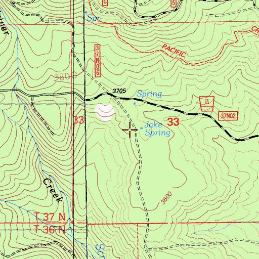 Topographic Map of Jake Spring, CA