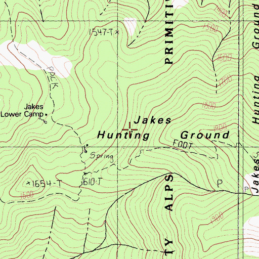 Topographic Map of Jakes Hunting Ground, CA