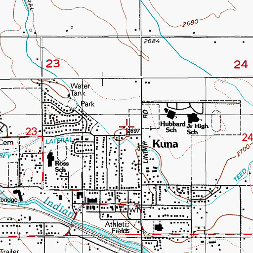 Topographic Map of Kuna Rural Fire District Station 1, ID