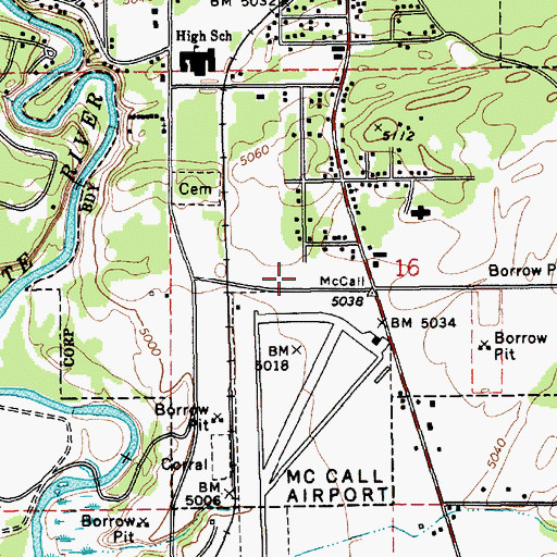 Topographic Map of McCall Fire and Emergency Medical Service, ID