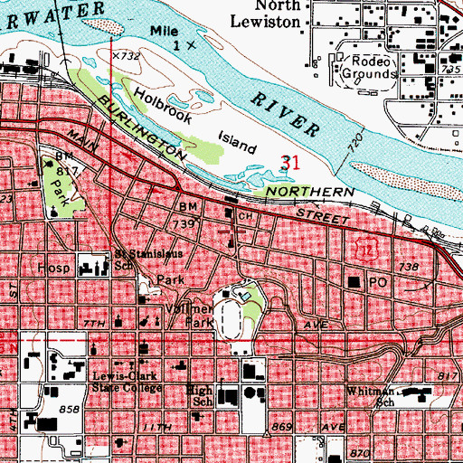 Topographic Map of Nez Perce County Fire Department, ID