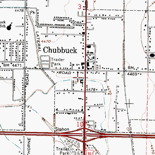 Topographic Map of Chubbuck Fire Department, ID
