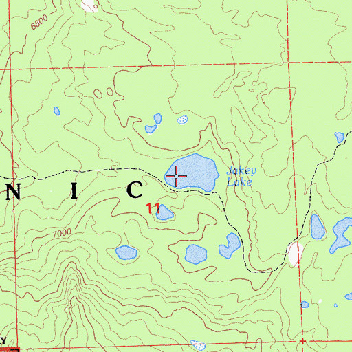 Topographic Map of Jakey Lake, CA