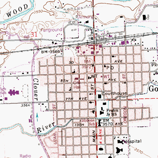 Topographic Map of Gooding City Rural Fire Department, ID