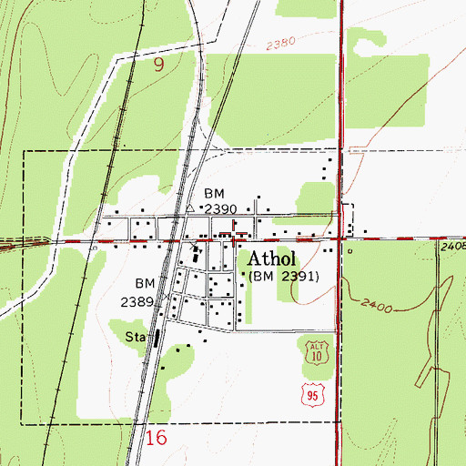 Topographic Map of Timberlake Fire Protection District Station 1, ID