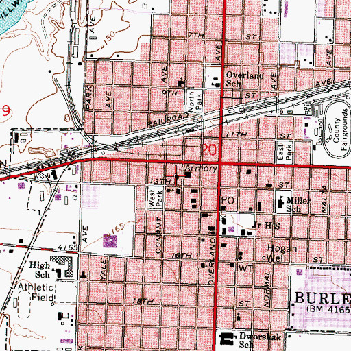 Topographic Map of Burley Fire Department, ID