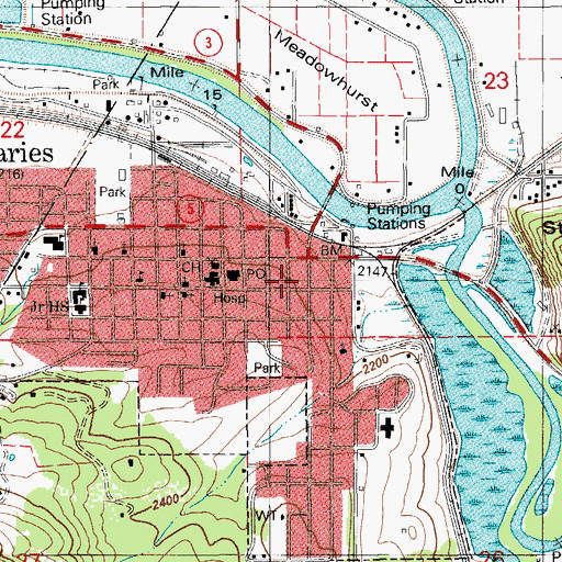 Topographic Map of Saint Maries Fire Protection District Station 1, ID