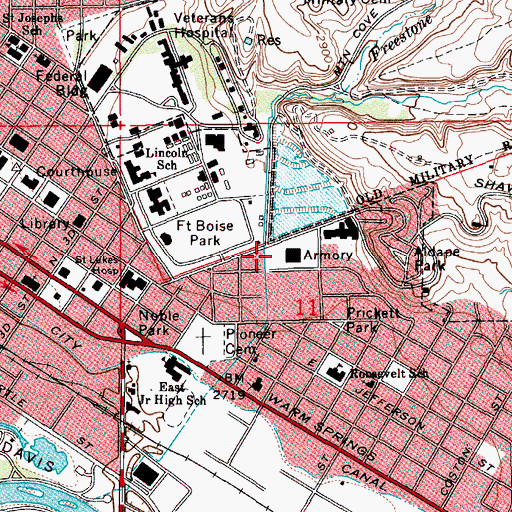 Topographic Map of Boise City Fire Department Station 1, ID
