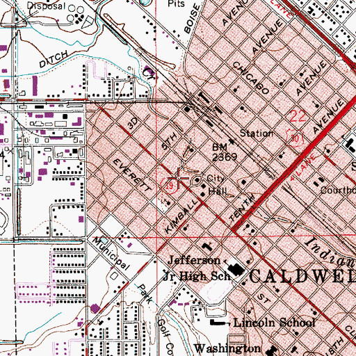 Topographic Map of Caldwell Fire and Rescue Station 1 Region 3 Hazmat Team, ID