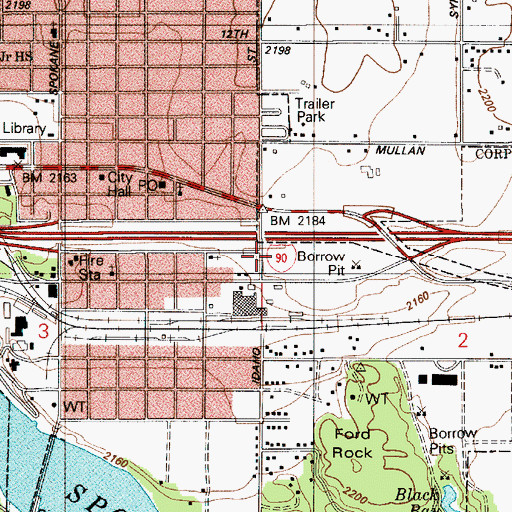Topographic Map of Kootenai County Fire and Rescue Station 1, ID