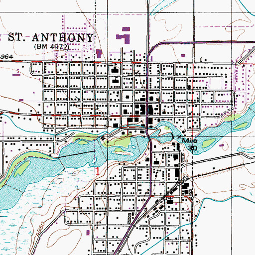 Topographic Map of South Fremont Rural Fire Station, ID
