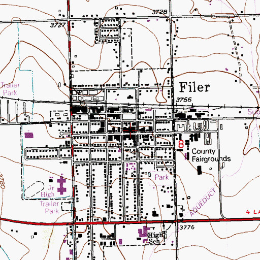 Topographic Map of Filer Fire Department, ID