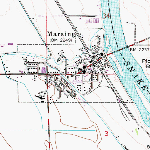 Topographic Map of Marsing Rural Fire District, ID