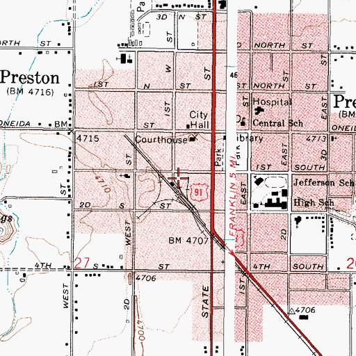 Topographic Map of Franklin County Fire Protection District, ID