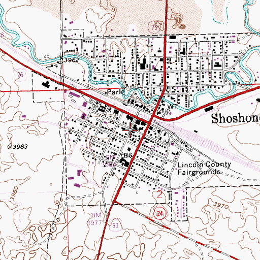 Topographic Map of Shoshone City Rural Fire District Station 1, ID