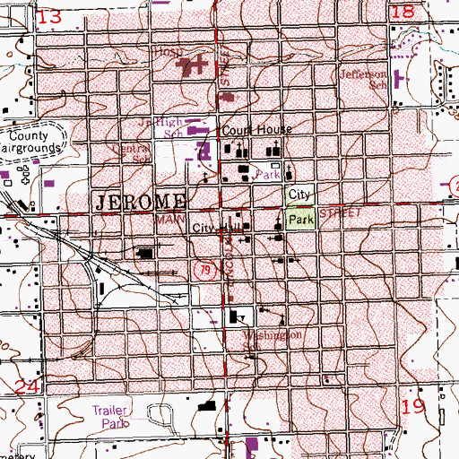 Topographic Map of Jerome City Fire Department Station 1, ID