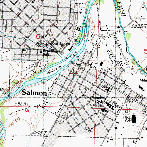 Topographic Map of Salmon City - Lemhi County Fire District 1, ID