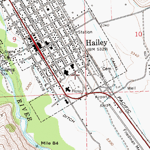 Topographic Map of Hailey Fire Department, ID