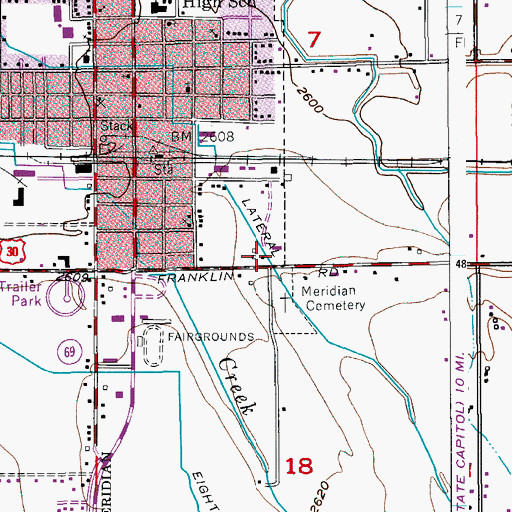 Topographic Map of Meridian Fire Department Station 1, ID