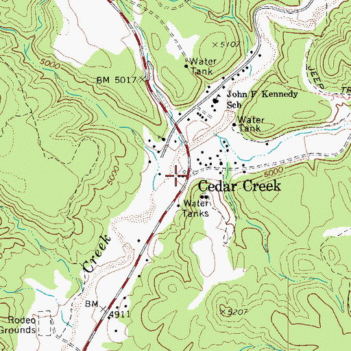 Topographic Map of Cedar Creek, AZ