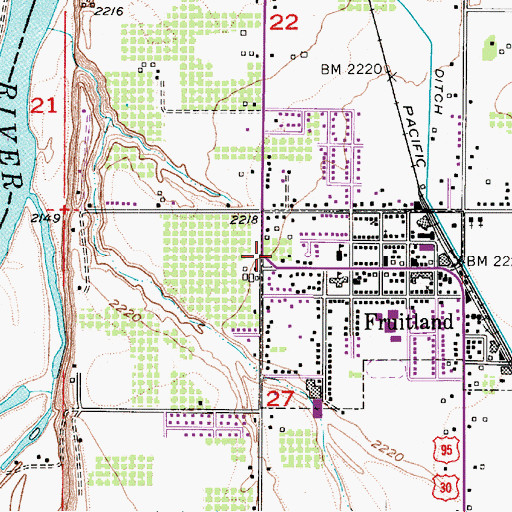 Topographic Map of Fruitland Fire Department, ID