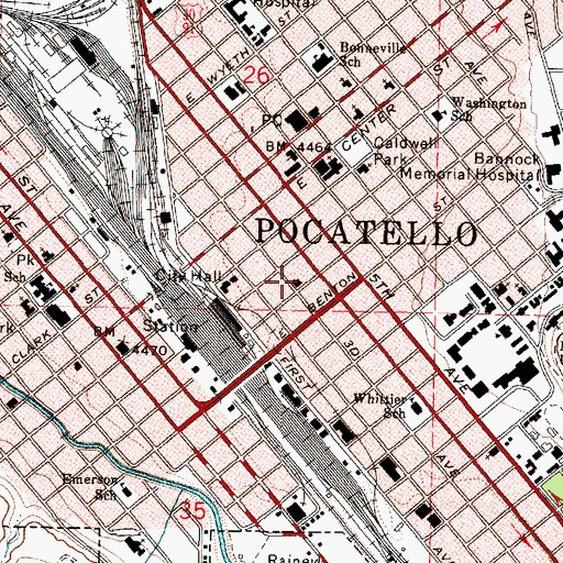 Topographic Map of Pocatello Fire Department Station 1 Region 6 Hazmat Team, ID