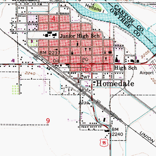 Topographic Map of Homedale Fire Department, ID