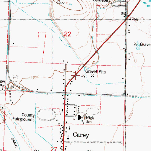 Topographic Map of Bureau of Land Management - Carey Fire Station, ID