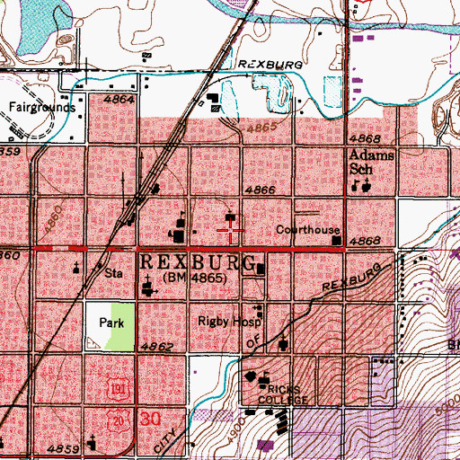 Topographic Map of Rexburg - Madison County Emergency Services Station 1, ID