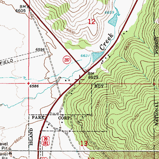 Topographic Map of Island Park Fire Department Station 4, ID
