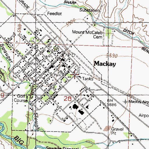 Topographic Map of Mackay Fire Department, ID