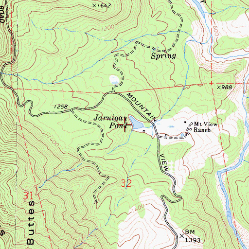 Topographic Map of Jarnigan Pond, CA
