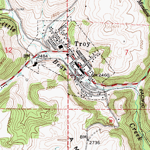 Topographic Map of Troy Fire and Ambulance, ID