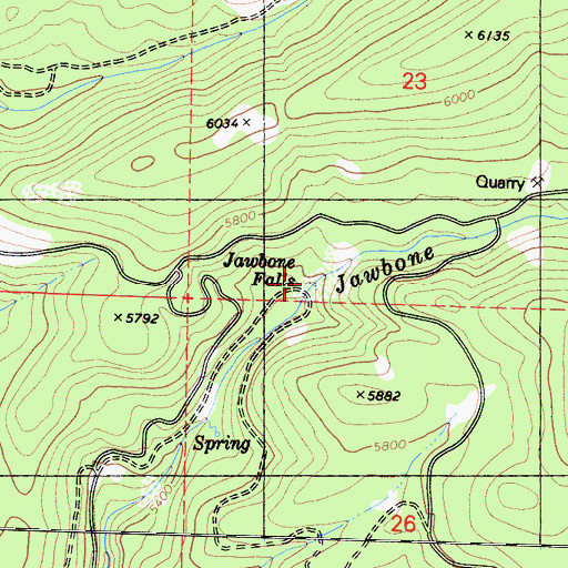 Topographic Map of Jawbone Falls, CA
