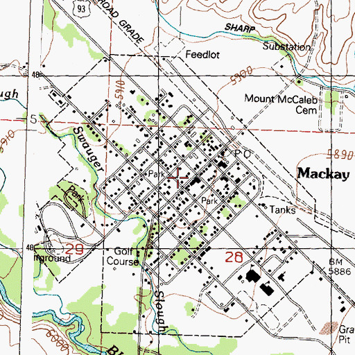 Topographic Map of South Custer Rural Fire District, ID